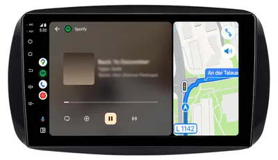 Obrázok produktu pre Dodatočne montované rádio kompatibilné s modelmi Smart Forfour a Fortwo 453 (2015–2019) – CarPlay, Android Auto, navigácia, Bluetooth, DAB+, zadná kamera, 9 palcov, 32 GB