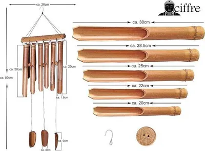 Immagine prodotto di Gong eolico in bambù da 80 cm, resistente alla ruggine, con gancio per appendere