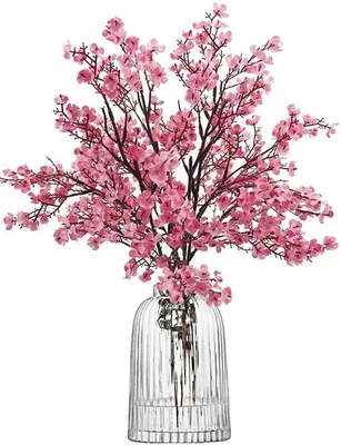 Produktbild von Kunstmatige kersenbloesems, 3-pack, 50 cm, kunstplanten, donkerroze, indoor, balkon en tuin
