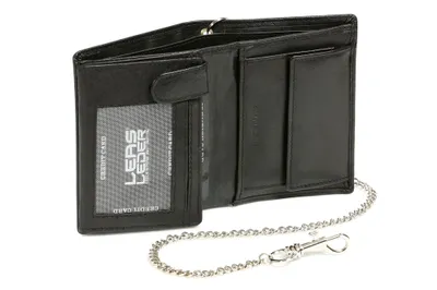 Produktbild von LEAS Bikerkombibörse Bikerbörse Trucker mit Chrom-Kette im Hochformat Echt-Leder, schwarz Chain-Series