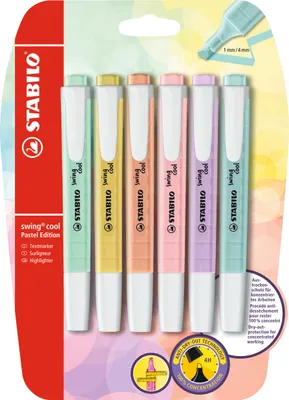 Produktbild von Textmarker - STABILO swing cool Pastel Edition - 6er Pack - 6 Farben