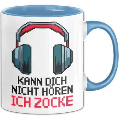 Produktbild von Gamer Gaming Liebhaber Tasse Geschenk Lustige Geschenkidee Spruch Kann Dich Nicht Hören Ich Zocke (Blau)
