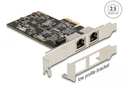 Produktbild von DeLOCK PCI Express x2 Karte auf 2 x RJ45 2,5 Gigabit LAN i225, Eingebaut, Kabelgebunden, PCI Express, Ethernet, 2500 Mbit/s, Edelstahl