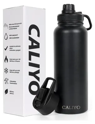 Produktbild von CALIYO Edelstahl-Wasserflasche 1150 ml Thermoskanne hohe Kapazität Direkttrinktyp Trinkhalmtyp thermisch für 6–12 Stunden