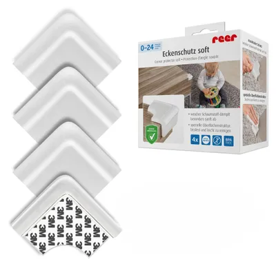 Produktbild von reer Eckenschutz Soft, Tischkantenschutz selbstklebend, 4 Stück, Baby, Weiß