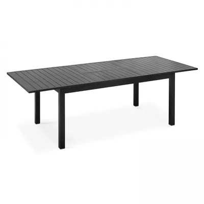 Image de Table de jardin extensible en aluminium noir 8 places - Oviala Butterfly