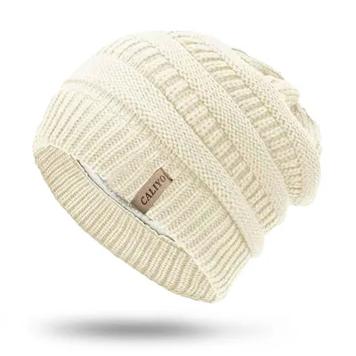 Produktbild von Strickmütze Beanie Damen Warm Federnd, Mütze Damen Herbst Winter, Mit Fleece Gefüttert Wollmütze Damen Geeignet für Schule, Arbeit, Skifahren