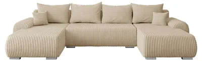 Produktbild von MIRJAN24 Ecksofa Ubo U mit Bettkasten und Schlaffunktion, Seite universal, Rückenlehne in Form beweglicher Kissen (Farbe: Ambience 03)