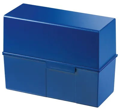 Obrázek produktu pro Kartonová schránka na karty, modrá, formát DIN A5, pro 500 karet, rozměry 228 x 102 x 171 mm