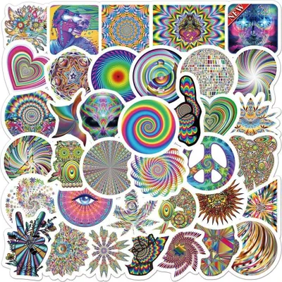 Obrázek produktu pro Samolepky – psychedelické vzory – 50 ks