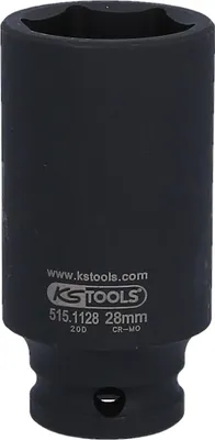 Produktbild von KS TOOLS 515.1128-E 1/2" Sechskant-Kraft-Stecknuss, lang, 28mm, auf Hänger