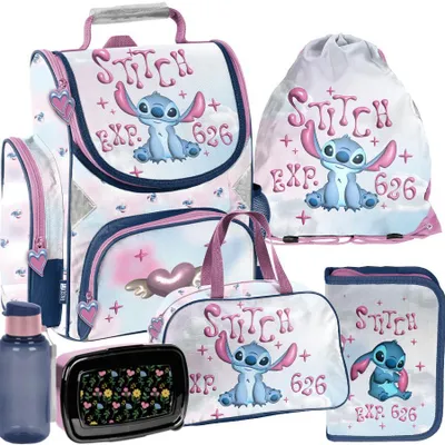 Immagine prodotto di Set scolastico Mega – STITCH Set zainetto da scuola da 6 pezzi per bambini e bambine, classi 1–3, Disney Lilo e Stitch