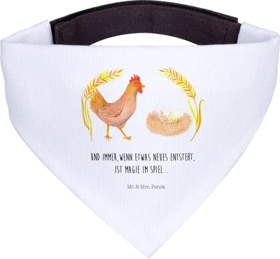 Produktbild von Mr. & Mrs. Panda Hunde Halstuch Huhn Stolz - Weiß - Geschenk, Hof, Bauernhof, Spruch, Geburt, Eier, Dreieckstuch, Bandana, Hundehalstuch, für Hund, Hundeschal