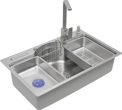 Obrázek produktu pro Kuchyňský dřez Nerezová ocel Kuchyňské stříbro Multifunkční dřez Jednomístný dřez s oplachovacím košem
