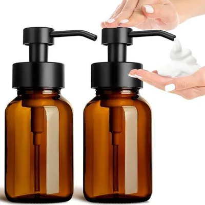 Imagen del producto de Dispensador de vidrio de 250 ml, color marrón, paquete de 2 unidades