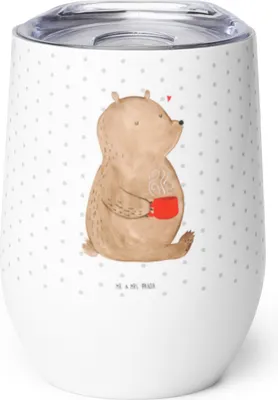 Produktbild von Mr. & Mrs. Panda Thermo Becher Bär Kaffee - Weiß - Geschenk, Motivation, Coffee, Teddy, glühweinbecher, Thermobecher, thermosbecher, Guten Morgen, Edelstahlbecher, tasse