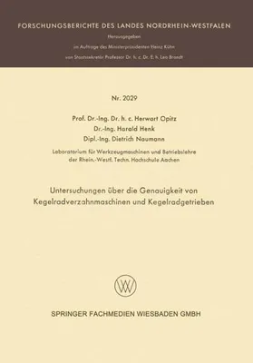 Immagine prodotto di Untersuchungen über die Genauigkeit von Kegelradverzahnmaschinen und Kegelradgetrieben
