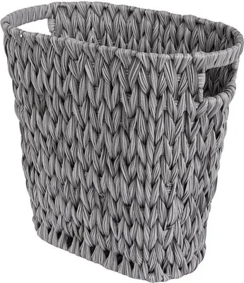 Immagine prodotto di Contenitore per rifiuti Unyqoos® da 19 litri, realizzato in polipropilene con struttura in metallo, design intrecciato a mano, colore grigio, dimensioni 33 x 19 x 31 cm, con maniglia