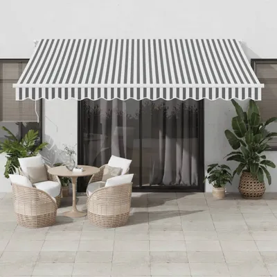 Immagine prodotto di Maison Exclusive - Tenda da sole manuale con LED, antracite e bianco, 400x350 cm