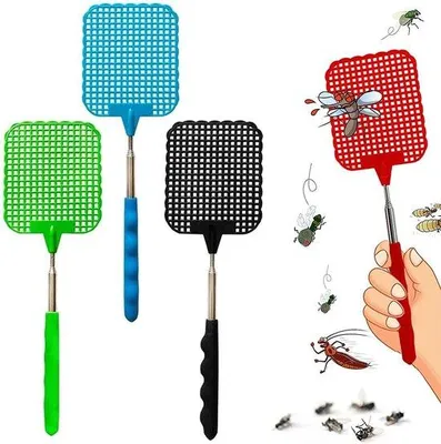 Productafbeelding van Famanu vliegenvangers, uittrekbaar, 4 stuks, robuuste handmatige insectenbestrijding - verkrijgbaar in verschillende kleuren