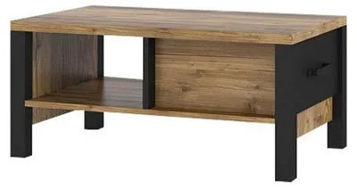 Produktbild von Couchtisch Olin 90x56cm Wohnzimmertisch Appenzeller Fichte schwarz Industrial-Design