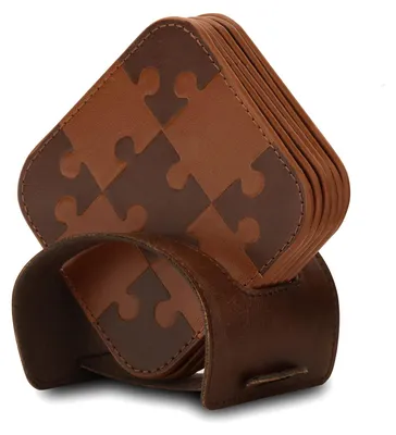 Leder-Untersetzer, 6er-Set, rutschfest, 8,6 x 8,6 cm