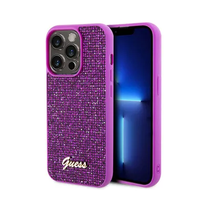 Produktbild von Guess Disco Metall Skript Fall für Iphone 15 Pro - Pink
