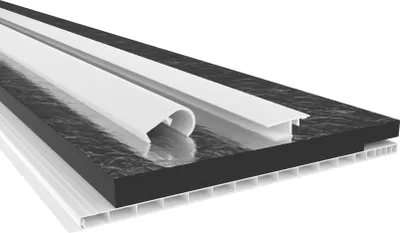 Produktbild von HEXIM PVC Rollladenkastendeckel Komplettset, Rollladenkastendeckel, Aufnahmeprofil & Rollladentraverse, Länge: 1000 - 2000mm, Breite: 120 - 320mm, Rolladen Verschlussdeckel (280mm x 1,8 Meter)