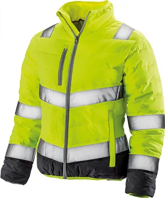 Produktbild von Result R325F | Damen Soft Padded Safety Jacket  ISO EN20471:2013 Klasse 2 - Farbe: Fluorescent Yellow/Grey - Größe: L