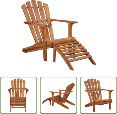 Obrázok produktu pre The Living Store Záhradná stolička Adirondack s podnožkou z akáciového masívneho dreva