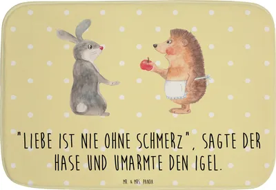 Produktbild von Mr. & Mrs. Panda fußmatte bad Hase Igel - Gelb Pastell - Geschenk, Badematte, Badezimmer Matte, Trösten, Badezimmerteppich, Badteppich, Trennungsschmerz, Lustige Sprüche