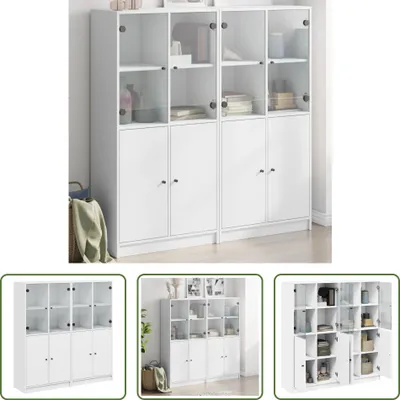 Zdjęcie produktu dla The Living Store Regał z drzwiami Biały 136x37x142 cm Materiał drewnopochodny