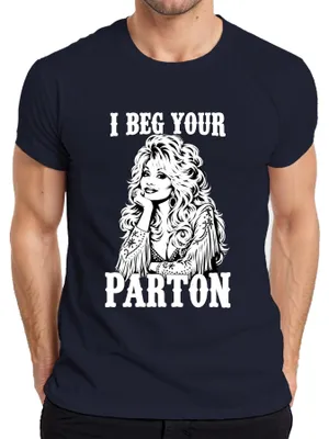 Immagine prodotto di Maglietta da uomo, taglia L, colore blu navy, con la scritta "I Beg Your Parton Dolly Country Music Nashville Fan"