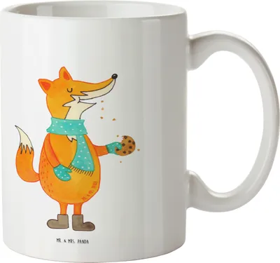 Produktbild von Mr. & Mrs. Panda Tasse Fuchs Keks - Weiß - Geschenk, Bürotasse, Teetasse, Weihnachten, Weihnachtlich, Winter, Liebe, Frieren, Kaffeetasse, Trinkbecher, Plätzchen
