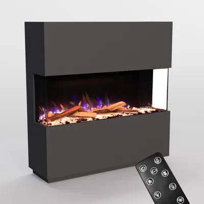 Produktbild von Glow Fire Elektrokamin 'PR16' in Grau| LED Standkamin in Grau mit Heizung (1500 W) | HxBxT: 130x131x40cm