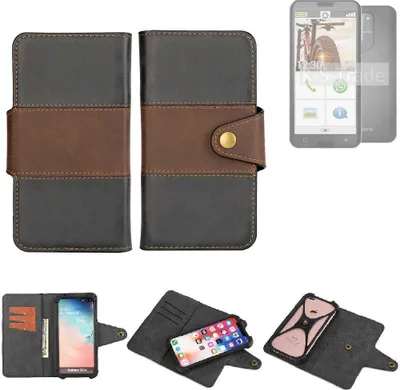 Produktbild von K-S-Trade Handyhülle Schutzhülle Hülle Bookstyle Wallet-Case kompatibel mit Emporia smart.5 Bumper Rundumschutz schwarz-braun 1x