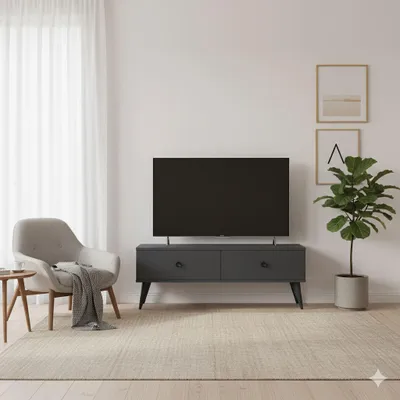 Obrázok produktu pre Skye Decor, kvalitný televízny stojan, farba antracit, 120 cm, 100% melamín, moderný dizajn