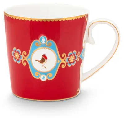 Produktbild von PIP STUDIO Love Birds Medaillon Henkelbecher rot 250ml