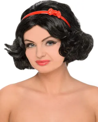 Produktbild von Schneewittchen Märchen Perücke mit Haarband schwarz-rot - Einheitsgröße