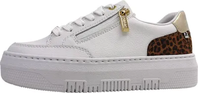Produktbild von Rieker Damen Sneaker Plateau Court Leder Slipper mit Leopardenmuster M1900, Größe:39 EU, Farbe:Weiß