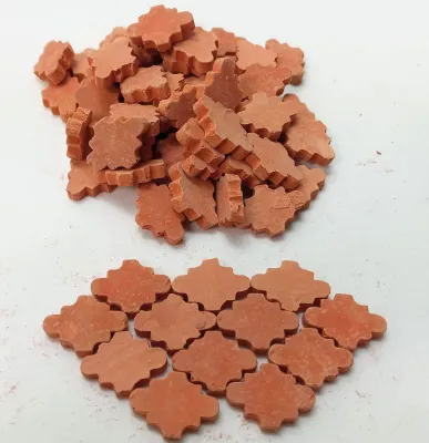 Produktbild von 72 St Fliesen aus Keramik, terrakottafarbe 19x19x3 mm. Krippenbau Puppenstuben