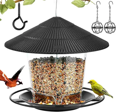 Immagine prodotto di Casetta per uccelli resistente alle intemperie, 16,5 cm, con 5 aperture per il cibo, adatta per uccelli selvatici