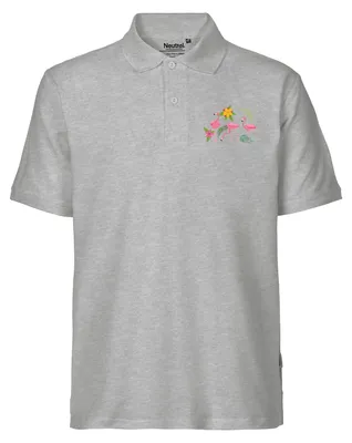 Produktbild von Huuraa Herren Polo Shirt Flamingos Comic XXL Sport Grey Bio Baumwolle Fairtrade Poloshirt Geschenkidee