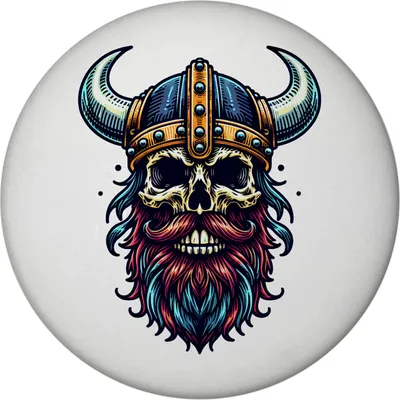 Produktbild von Totenkopf Wikinger Magnet rund rund