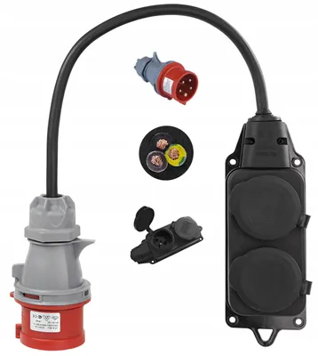 Produktbild von Adelid CEE Kraftstromadapter 32A 5-polig auf 2x 16A 230V