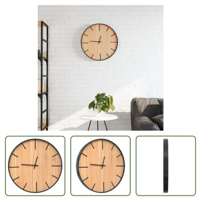 Zdjęcie produktu dla The Living Store Zegar ścienny brązowy Ø39 cm materiał żelazo i drewno