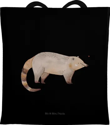 Produktbild von Mr. & Mrs. Panda Shopping Tasche Nasenbaer - Schwarz - Geschenk, Lustige Sprüche, Tote Bag, schulterbeutel, Nasenbären, Bär, Stoffbeutel, Nasenbär, Rüsselbär, Schultasche