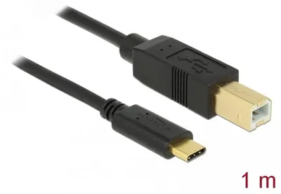 Produktbild von DeLOCK 83601, 1 m, USB C, USB B, USB 2.0, Männlich/Männlich, Schwarz