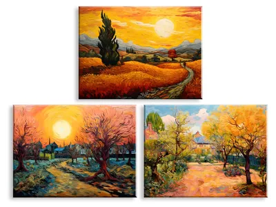 Produktbild von Omgoods – Set aus 3 Leinwandbildern mit Landschaftsmotiven
