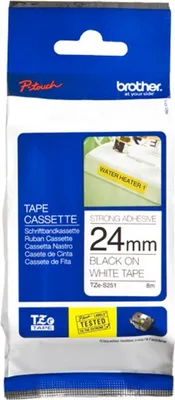 Produktbild von Brother TZE-S251, Schwarz auf weiss, TZ, Schwarz, Weiß, Wärmeübertragung, Philippinen, 5 Jahr(e)